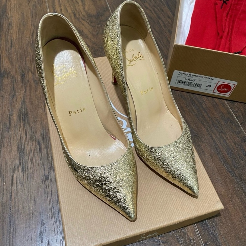 Christian Louboutin Pigalle 85 Specchio Vintage metallic gold size 36
